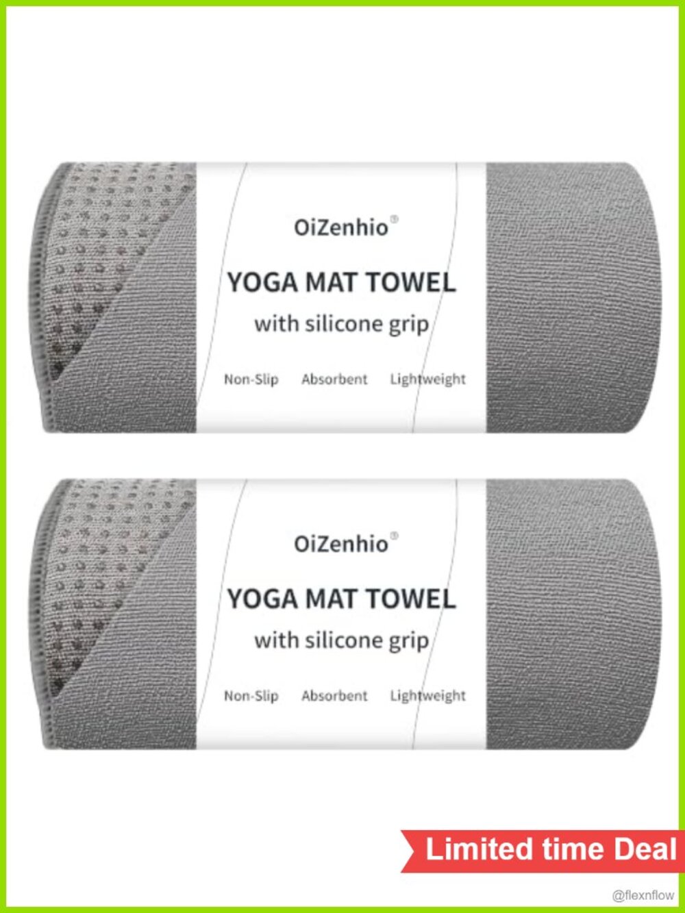 2 Pack Non Slip Hot Yoga Mat Towel with Grip Dots Microfiber 72x24 Quick Dry